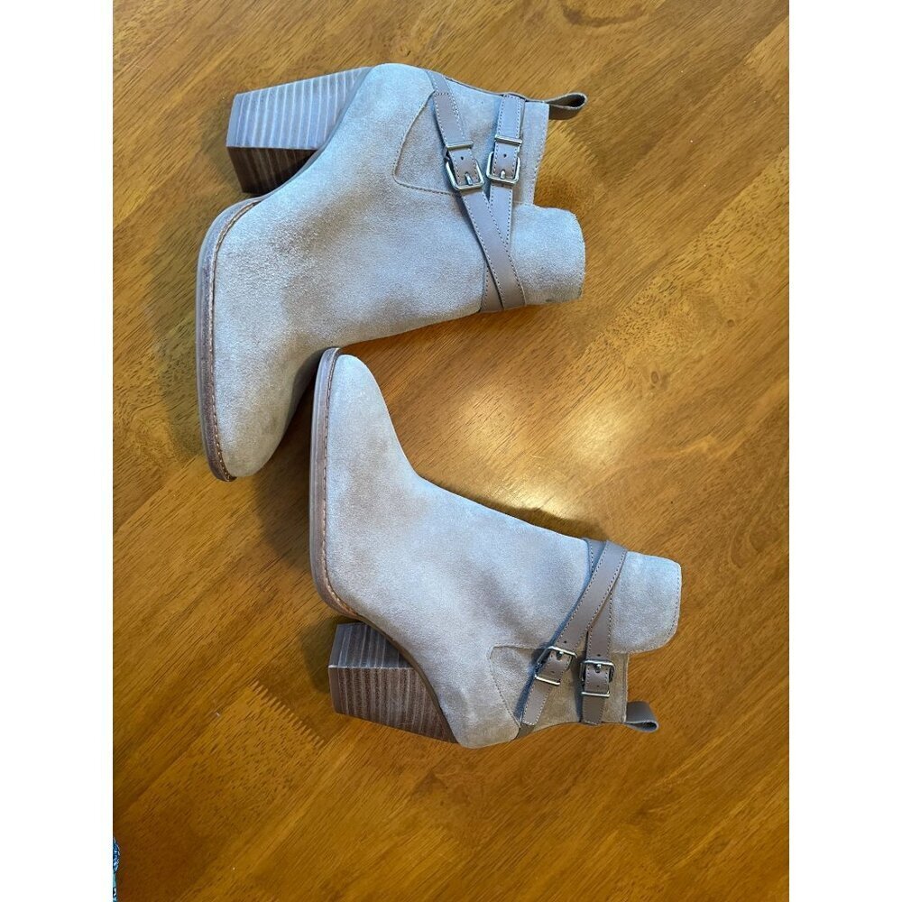 Alex Marie Women's Suede Ankle Boots With Stacked Heel Buckle Straps - Size 7.5 - Picture 7 of 9